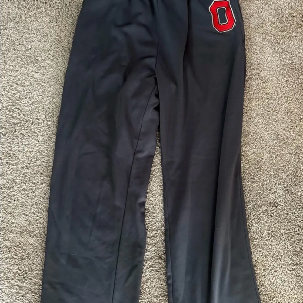 Black Wide-Leg Pants with Red Patch Detail
